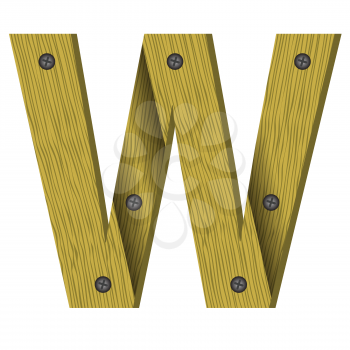 colorful illustration with wood letter W on  a white background