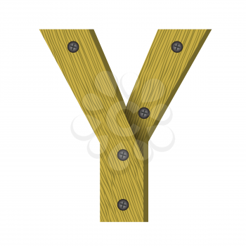 colorful illustration with wood letter Y on  a white background