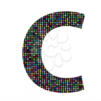 colorful illustration with multicolor letter C on  a white background