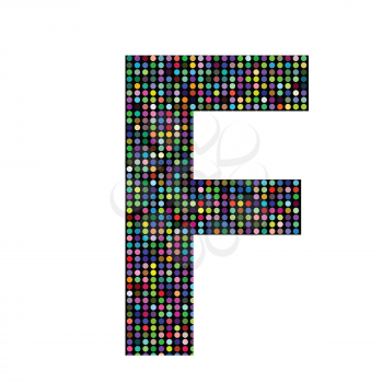 colorful illustration with multicolor letter F on  a white background