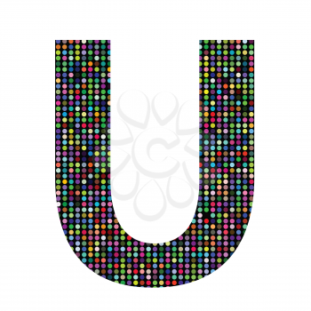 colorful illustration with multicolor letter U on  a white background