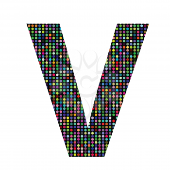 colorful illustration with multicolor letter V on  a white background