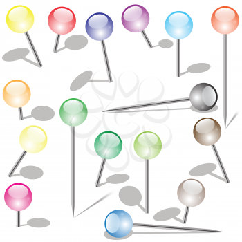 colorful illustration with set of pins on  a white background