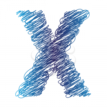 colorful illustration with sketched letter X on  a white background