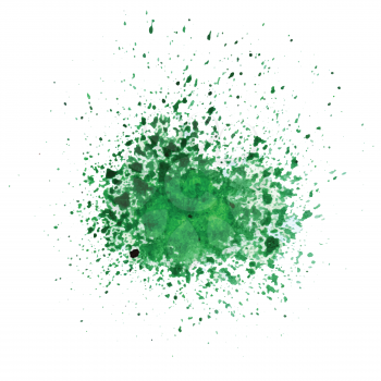 colorful illustration with abstract  green watercolor blot on a white background