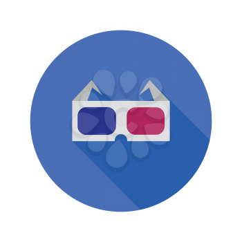 colorful illustration with 3d glasses flat icon on a white background