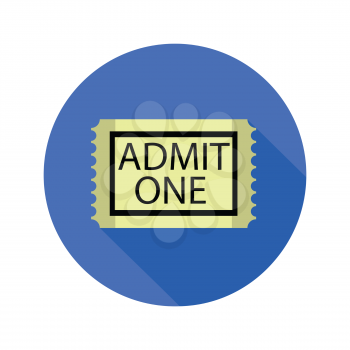 colorful illustration with  cinema ticket flat icon on a white background