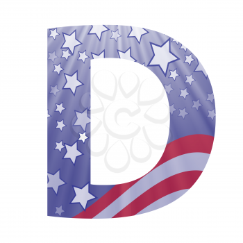 colorful illustration with  american flag letter D on a white background