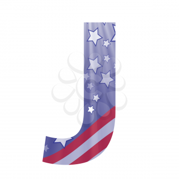 colorful illustration with  american flag letter J on a white background