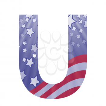 colorful illustration with  american flag letter U on a white background