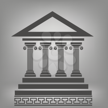 illustration with ancient columns on a gray background