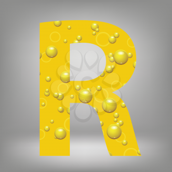 colorful illustration with beer letter R on a grey background