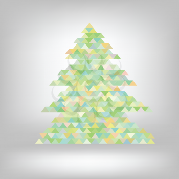  illustration with abstract green spruce on grey background