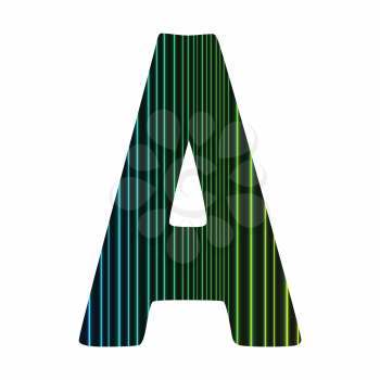 colorful illustration  with  neon letter A  on white background