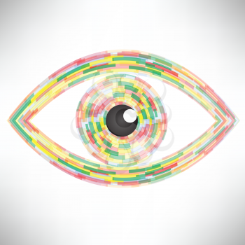 colorful illustration  with  abstract eye icon on white background