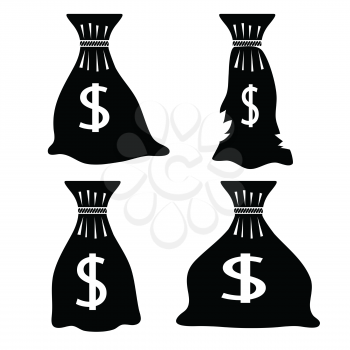 illustration  with money bag silhouettes on white background