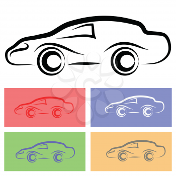  illustration  with car silhouette  on white background