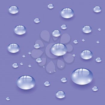 colorful illustration  with set of water drops on blue background