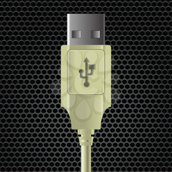 illustration  with USB cable on dark metal perforated background