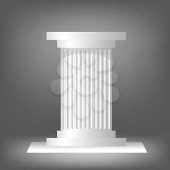 Illustration  with greek column on dark background. Graphic Design Useful For Your Design. Capital  ancient column against a illuminated grey background. Classic marble column.