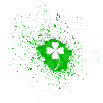 Four- leaf clover - Irish shamrock St Patrick's Day background. Useful for your design. Green glass clover  on green background.Stylish abstract St. Patrick's day background with leaf clover.