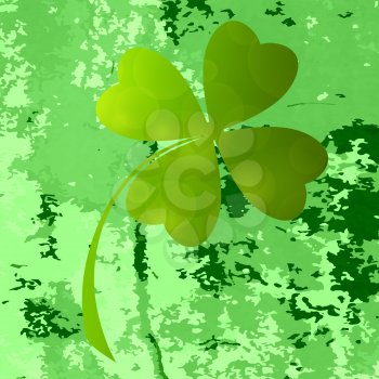 Four- leaf clover - Irish shamrock St Patrick's Day symbol. Useful for your design. Green  clover labels. St. Patrick's day green icons  on green grunge background.