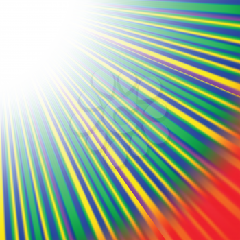 Abstract Wave Background with Red,  Yellow, Green Rays. Rays diverging in different directions.