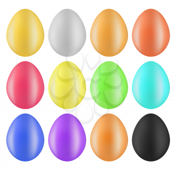 Set of Colorful Eggs Isolated on White Background.
