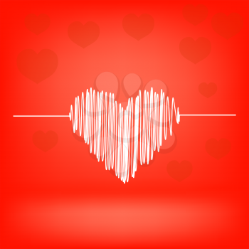 White Heart on Red Background. Heart Icon.