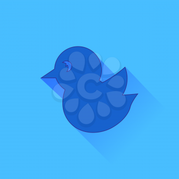 Spring Blue Bird Icon Isolated on Blue Background