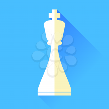 King Chess Icon Isolated on Blue Background