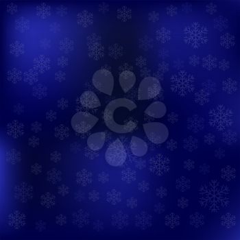 Blue Snow Winter Background. Snowflakes on Blue Background.