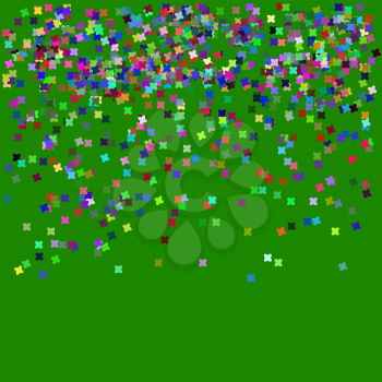 Falling Colorful Confetti Isolated on Green Background
