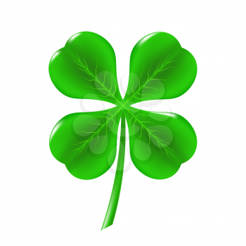 Green Clover Isolated on White Background. Symbol of  St. Patricks Day. Irish Shamrock Icon.