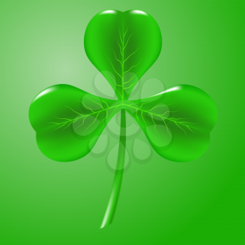 Green Clover Isolated on Green Background. Symbol of  St. Patricks Day. Irish Shamrock Icon.