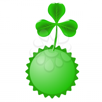 Green Clover and Circle Banner Isolated on White Background.