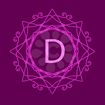 Simple  Monogram Design Template on Purple Background