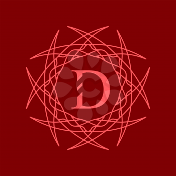 Simple  Monogram D Design Template on Red  Background