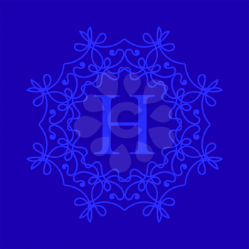 Simple  Monogram H Design Template on Blue  Background