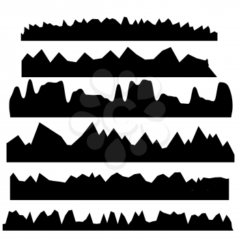 Set of Silhouettes of Mountains Isolated on White Background
