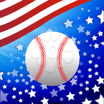 White Baseball Ball on Starry American Flag Background