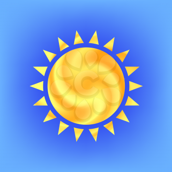 Sun Icon Isolated on Blue Sky Background
