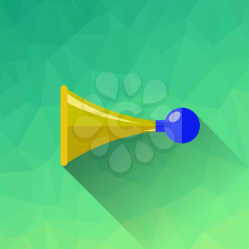 Horn Symbol Isolated on Green Polygonal Background