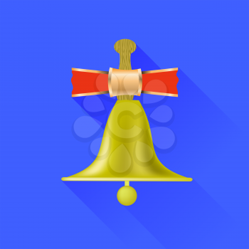 School Bell Icon Isolated on Blue Background