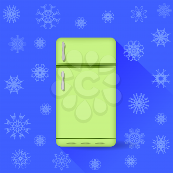 Refrigerator Icon Isolated on Snow Blue Background