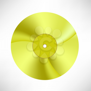 Gold Disc Isolated on White Background. Musical Record. Yellow Vinyl Icon