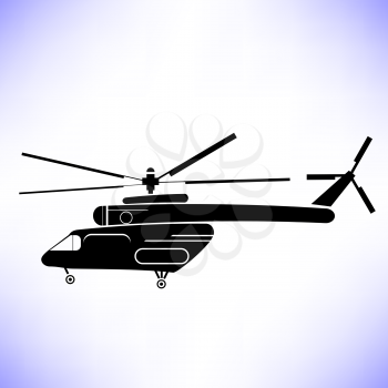 Silhouette of Helicopter Isolated on White Background