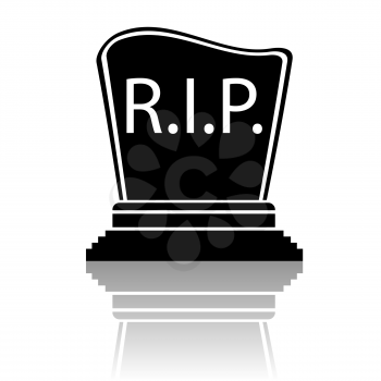 Black Gravestone Silhouette Isolated on White Background