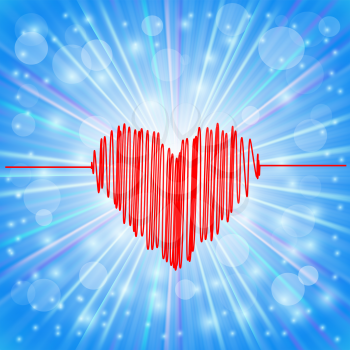 Heart Icon on Abstract Blue Background. Day of Heart Symbol