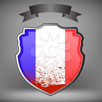 French Shield and Black Ribbon Idolated on Grey Background